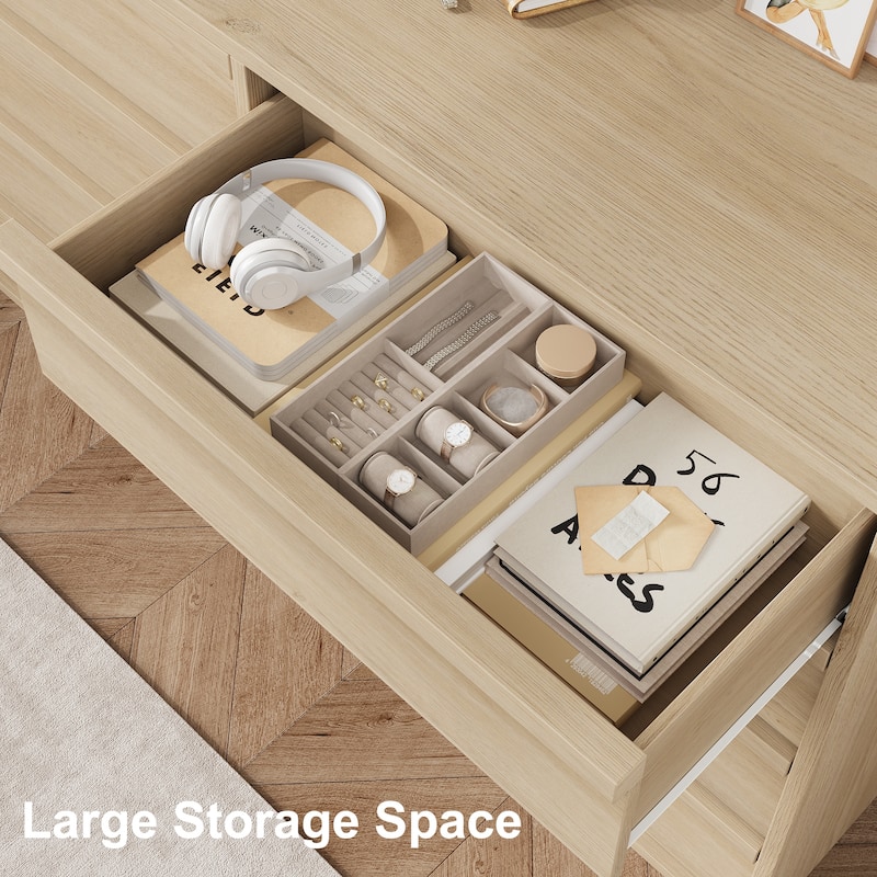 Drawer Dresser for Bedroom, Wide Antique Chest of Drawers with Large Storage, Wooden Dresser Organizer