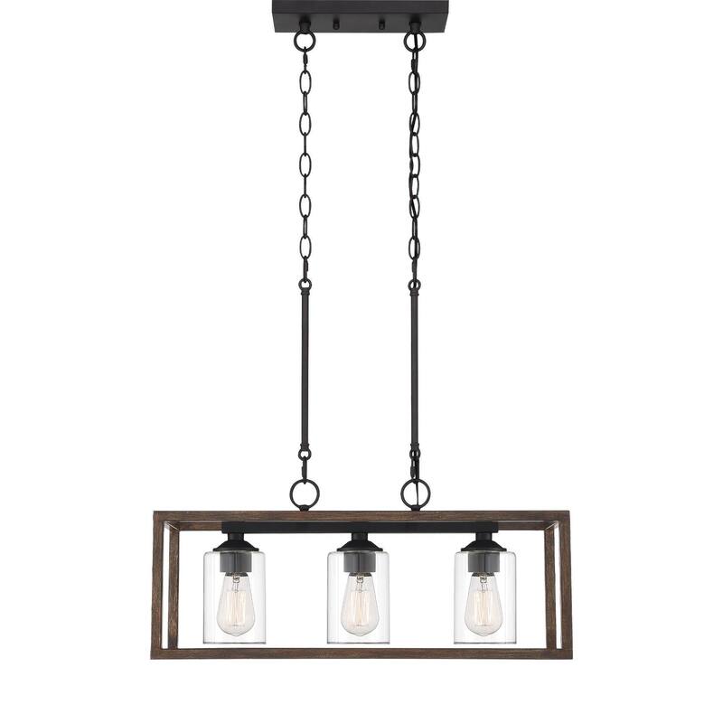 Moulins 3-ight Linear Modern Farmhouse Rectangle Chandelier with UL Certified - 25in