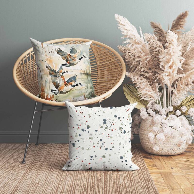 Three Geese Faux Suede Reversible Throw Pillow Blue and Rust