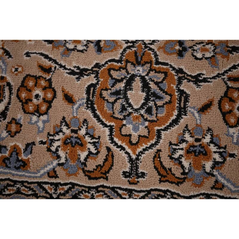 Traditional Kashan Turkish Area Rug Machine Made Beige Carpet - 9'9" x 13'1"