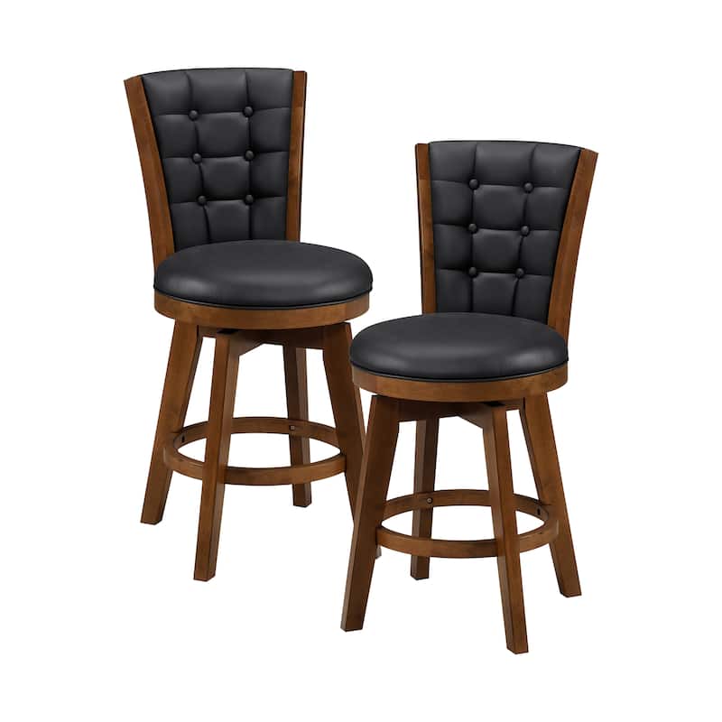 Lantana Faux Leather Swivel Counter Height Chair (Set of 2) - Black/Chestnut
