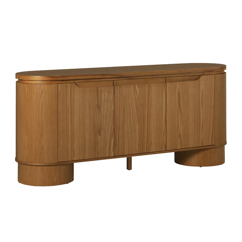 Walker Edison Modern Large Curved Solid Oak Wood Veneer Sideboard