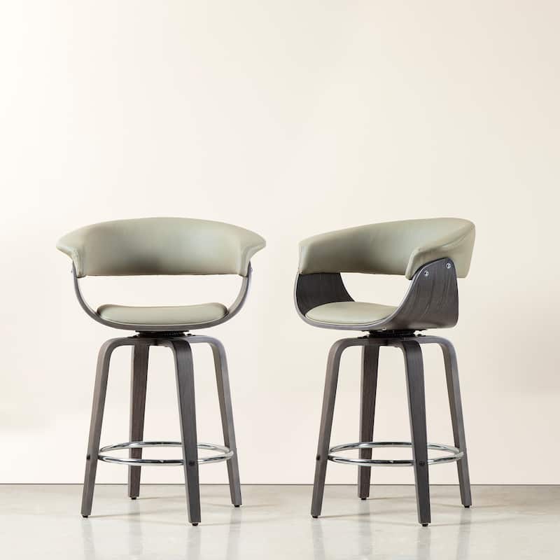 Glitzhome Set of 4 Modern Counter or Bar Height Faux Leather Swivel Pub Stools