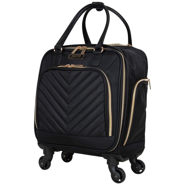 black quilted suitcase