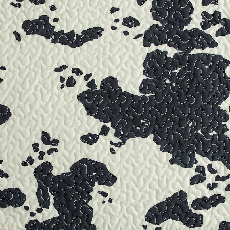 Indigo Hill by HiEnd Accents Clara Cow Print and Paisley 3 Piece Reversible Quilt Set, Cotton Rustic Farmhouse Western Bed Set