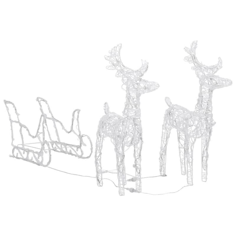 4pc Outdoor Reindeer n Sleigh Christmas Decoration, 240 Cool White LED - Cool White