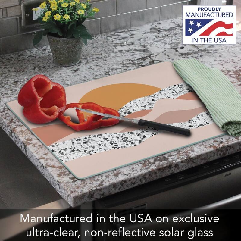 Sunrise 3mm Heat Tolerant Tempered Glass Cutting Board 15” x 12” Manufactured in the USA Dishwasher Safe