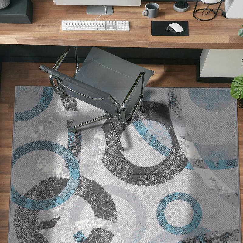 World Rug Gallery Distressed Modern Circles Area Rug