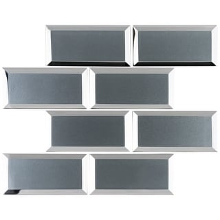TileGen. Inner Reflections Mirror Look 3" x 6" Beveled Glass Mosaic Tile in Grey Wall Tile (10 sheets/9.6sqft.)
