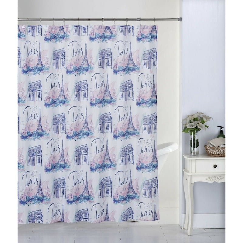 Printed Canvas Shower Curtain Polyester Bathroom Decor Beautiful Colorful Design 70" x 70"