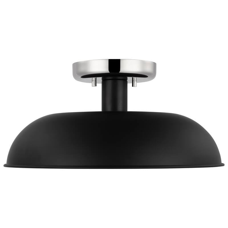 Colony - 1 Light - Small Semi-Flush Mount Fixture - Matte Black with Polished Nickel