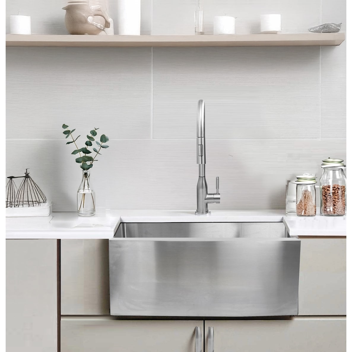 Nantucket Sinks' 24 Inch Pro Series Single Bowl Farmhouse Apron Front Stainless Steel Kitchen Sink