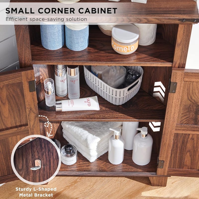 Farmhouse Corner Bathroom Cabinet, Small Corner Cabinet with Barn Door - N/A