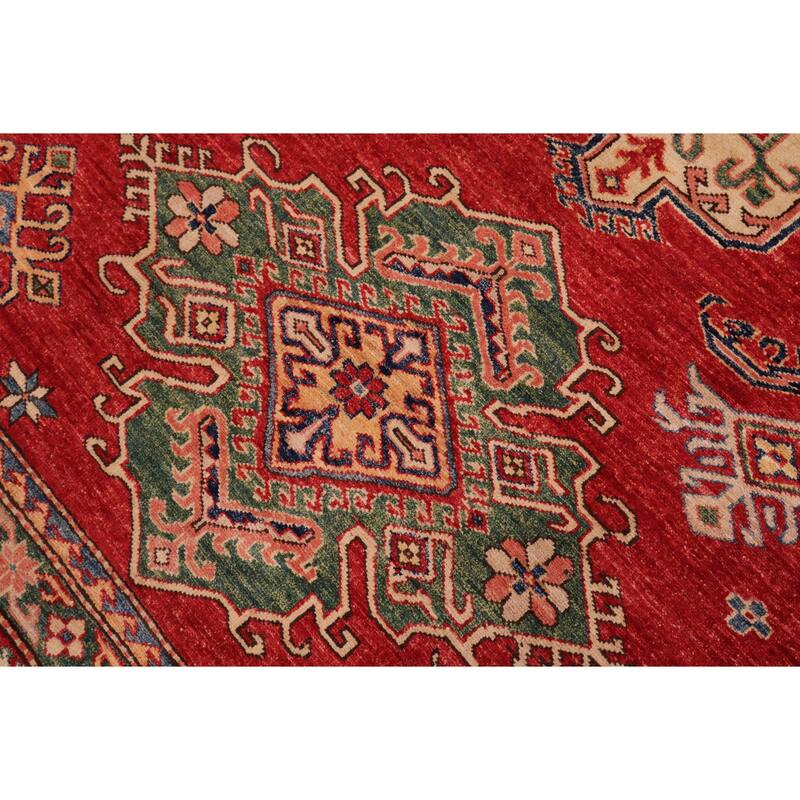 Caucasian Super Kazak Avery Red/Beige Hand Knotted Wool Rug - 8'9'' x 11'8''
