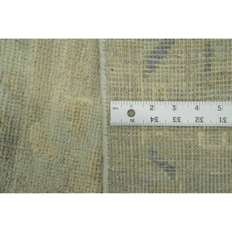 Vegetable Dye Wool Oushak Turkish Area Rug, Floral Geometric Carpet - 11' 5'' X 8' 9''