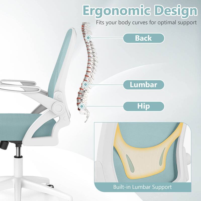 Costway Mesh Office Chair with Lumbar Support & Flip-up Arms Rolling - See Details