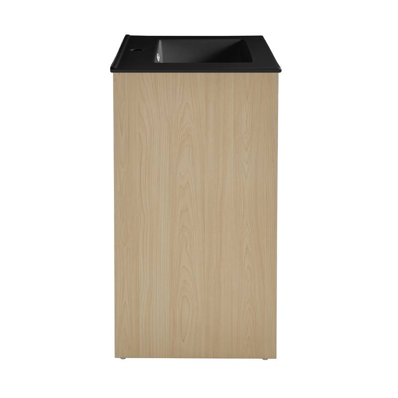 Virage 24 In. Brown Oak Bathroom Vanity With Black Ceramic Sink Top