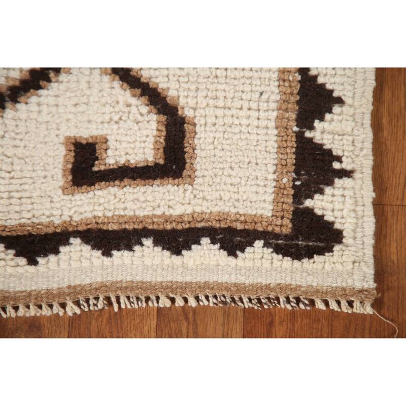 Natural Dye Ivory Anatolian Turkish Runner Rug Handmade Wool Carpet - 2'7"x 11'9"
