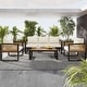 preview thumbnail 19 of 32, 4 Pieces Outdoor Furniture Sofa for 5 Person Conversation Set Beige Cushion+Brown Frame