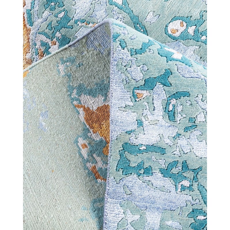 Modern One-of-a-Kind Hand-Knotted Area Rug - Blue, 8' 2" x 10' 1" - 8' 2" x 10' 1"