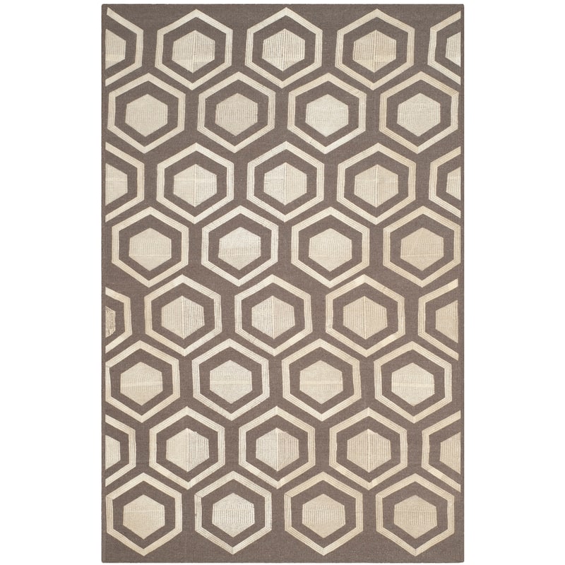 SAFAVIEH Handmade Flatweave Kilim Shailee Wool Rug - 4' x 6' - Grey