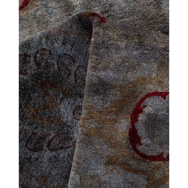 Overton Hand Knotted Wool Vintage Inspired Modern Contemporary Overdyed Gray Area Rug - 9' 1" x 11' 9"