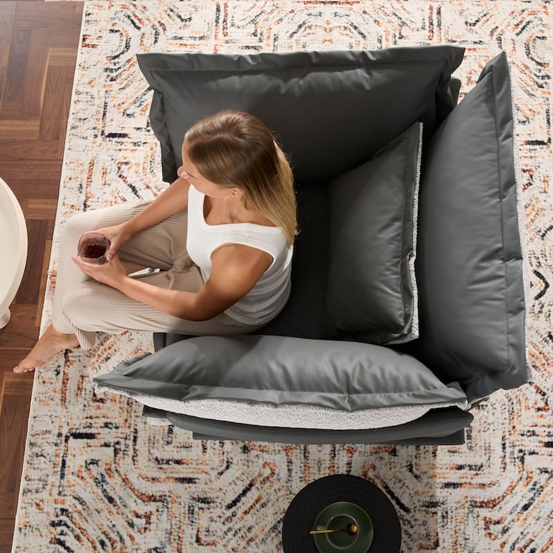 Dual-Texture Chenille Lounge Chair with Adjustables