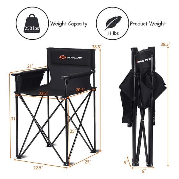 Portable 38'' Oversized High Camping Fishing Folding Chair