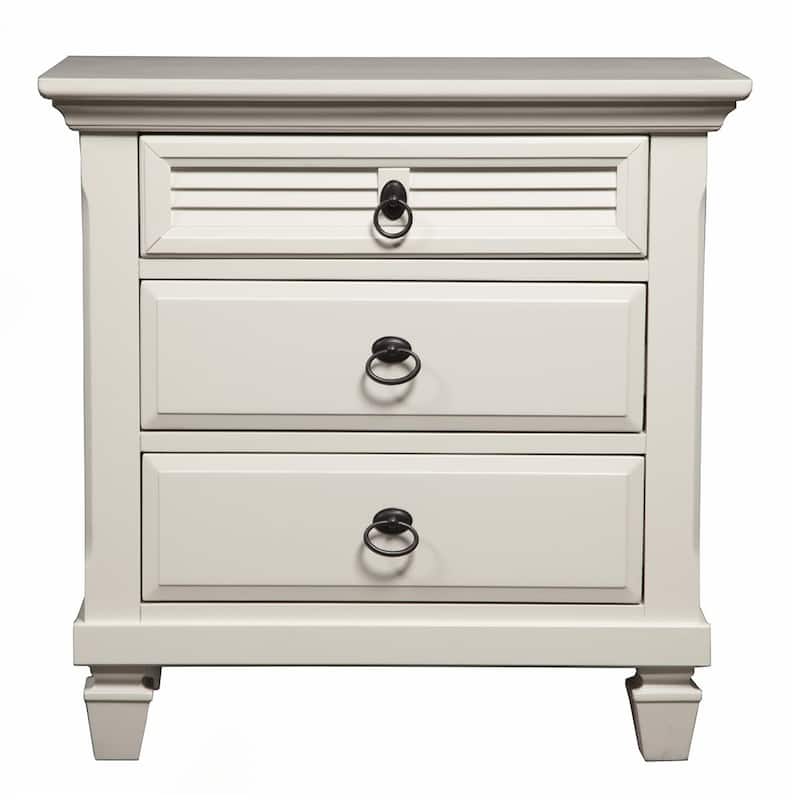 Gracewood Hollow Gregory White Pine Wood 3-drawer Nightstand