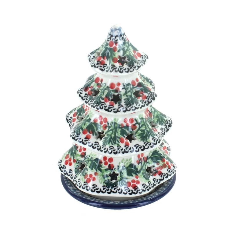 Blue Rose Polish Pottery 512 Ceramika Artystyczna Small Christmas Tree Luminary - Noelle