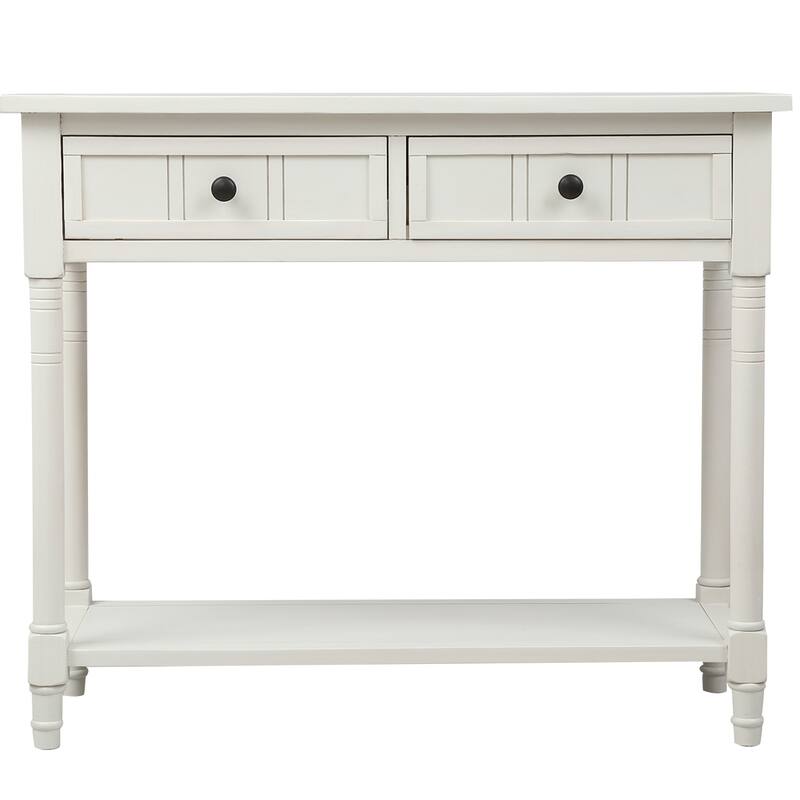 Traditional Console Table with 2-Drawers and Bottom Shelf
