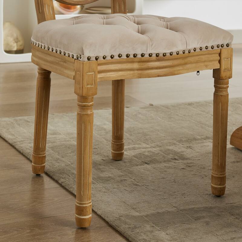 French Style Velvet Dining Chairs Set of 2, Dining Chair with Solid Wood Frame/Nailhead Trim