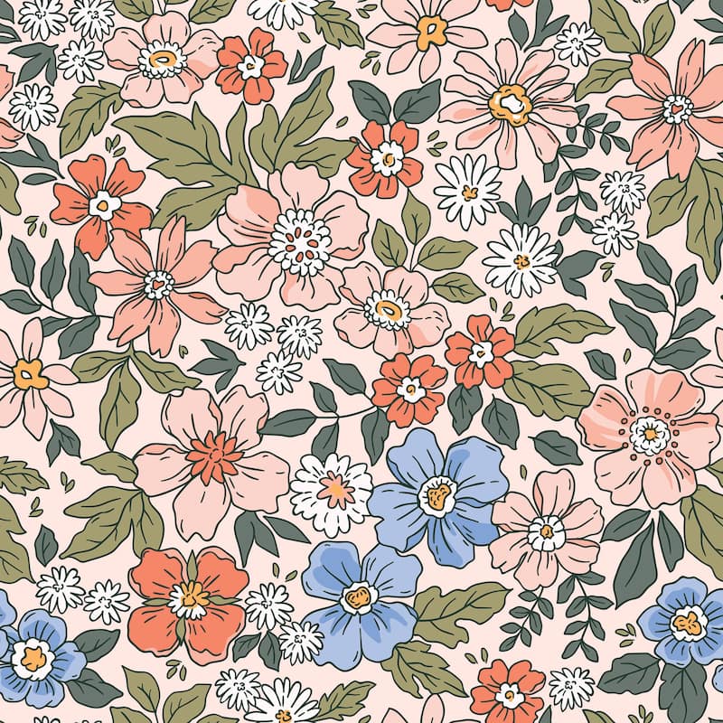 Summer Pansy Florals Peel and Stick Wallpaper Roll Size 10'L x 24''W