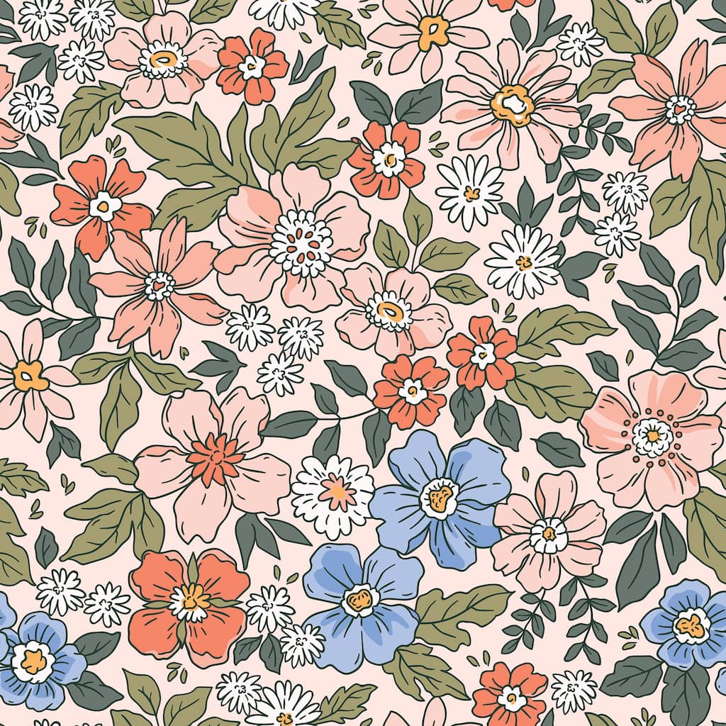 Summer Pansy Florals Peel and Stick Wallpaper Roll Size 10'L x 24''W