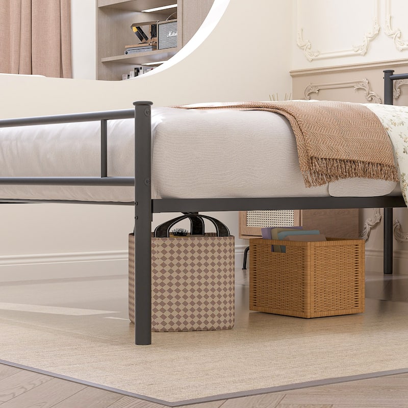 Metal Platform Bed Frame with Headboard and Footboard, Black-Twin/Full/Queen Size Bed
