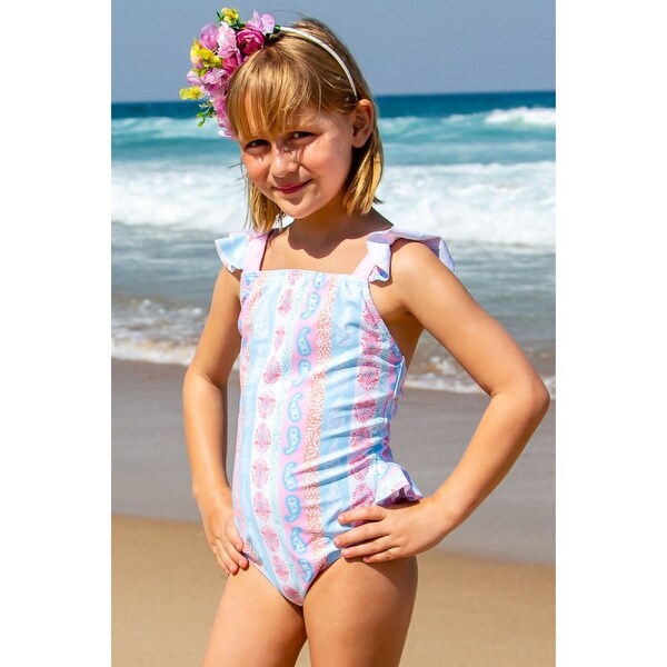 Sun Emporium Arabella Print One-Piece Frill Swimsuit Little Girls. Opens flyout.