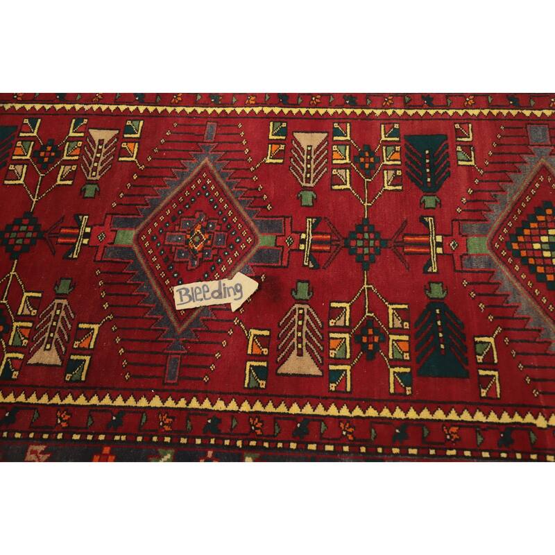 Hand Knotted Oriental 100% Wool Carpet Traditional Tribal Red Heriz Runner Rug - 10' 1'' X 3' 8''