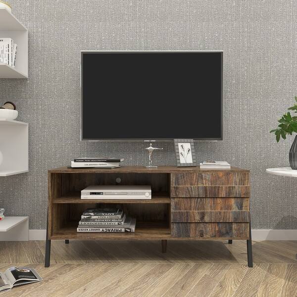 Espresso MidCentury Distressed Wood TV Stand Bed Bath & Beyond 35624617