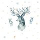 preview thumbnail 1 of 1, RoomMates Blue & Green & Yellow Watercolor Winter Deer Giant Wall Decals