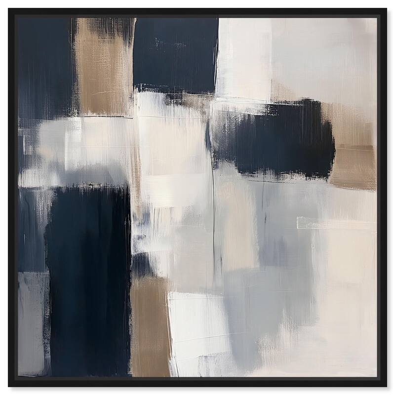 Blue and Tan Abstraction II Canvas by Art Remedy - Black - 24" x 24"