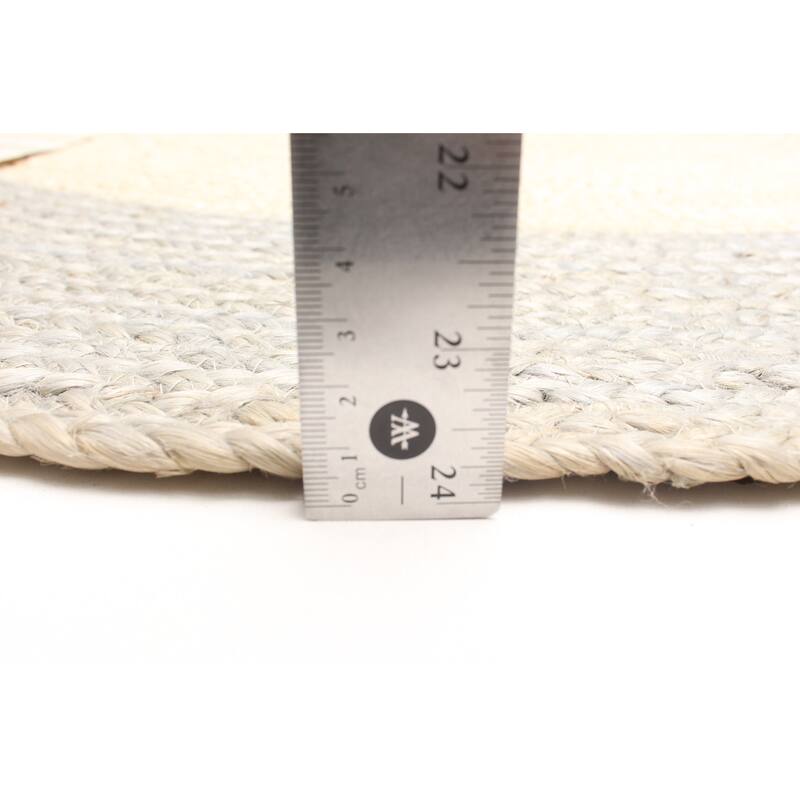 ECARPETGALLERY Braided Weave Palas Denizli Cream Jute Rug - 3'3 x 3'3