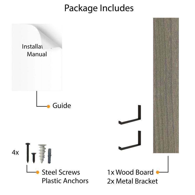 Wallniture Forte Wood Board 60" Long, 11.25'' Deep, 1.5" Thick, Wood Floating Shelf for Wall with Heavy Duty Metal Brackets, 1pc