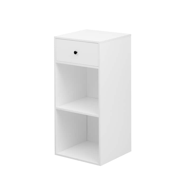 Roomfitters Simple Storage Cabinet Sideboard with Drawers, Living & Dining Room Organizer, Beige White