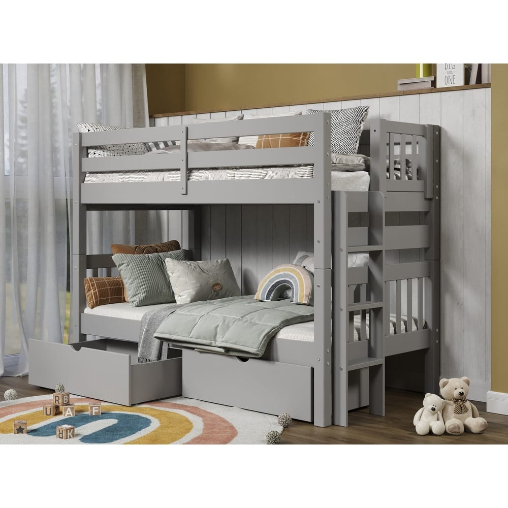 Taylor & Olive Trillium Twin over Twin Bunk Bed with Ladder, 2 Drawers