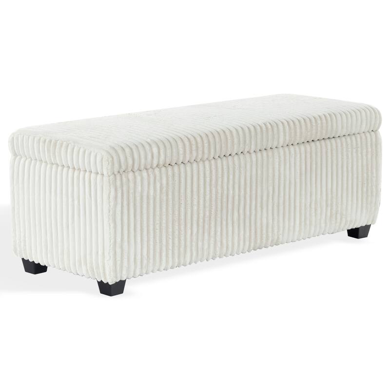 SAFAVIEH Couture Lynzie Plush Corduroy Storage Bench - 55"W x 21"D x 19"H