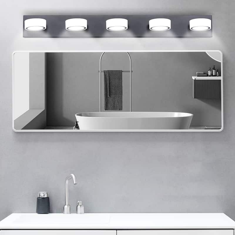 LED Modern Black 5-Light Vanity Lights Fixtures Over Mirror