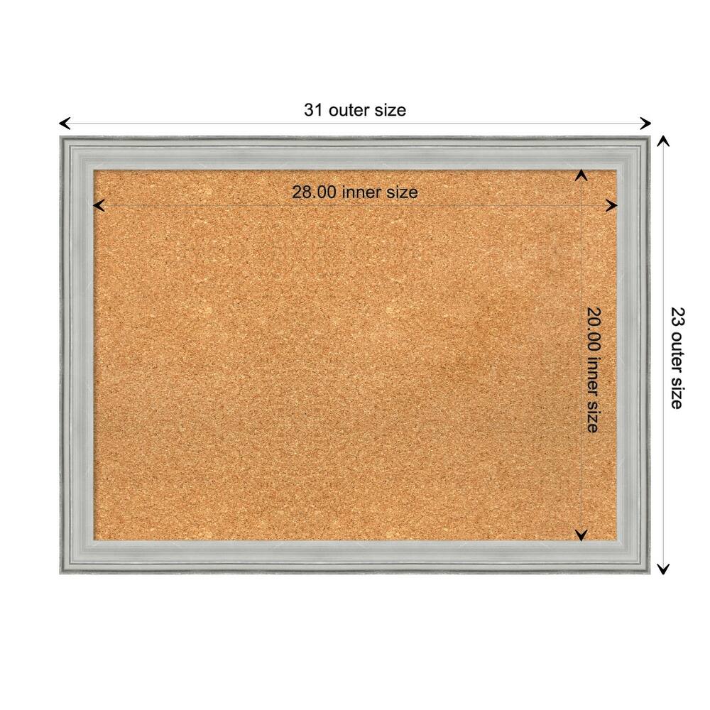 Bel Volto Silver Wood Framed Natural Corkboard Bulletin Board