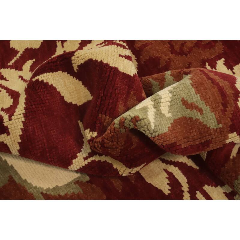 Red Floral Indian Area Rug 7x10 - 10' 1'' X 6' 6''