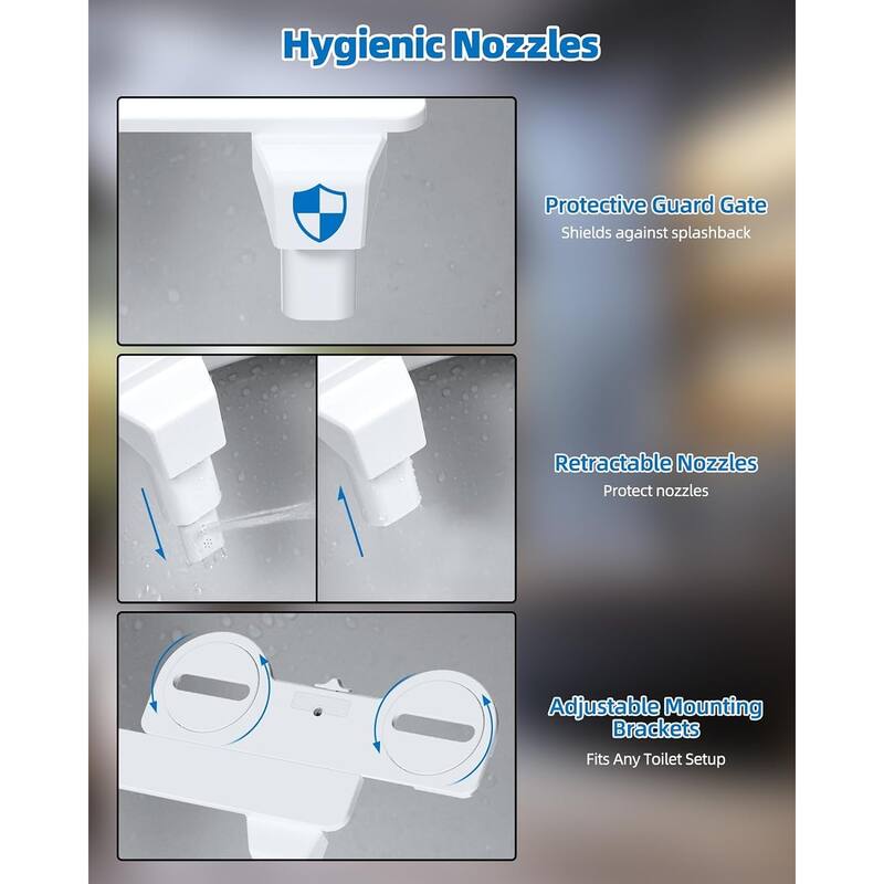 Dual Nozzle Bidet Attachment for Toilet, Self Cleaning Water Sprayer