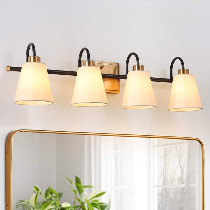 Barr Mid-century Modern 4-Light Bathroom Vanity Light Fabric Wall Sconce